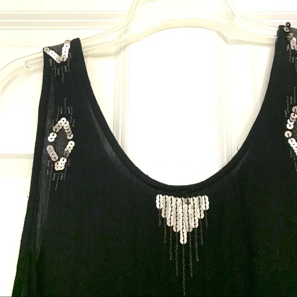 Free People Bad Girls Do it Well Embellished Beaded Black Tank Top size Small - Picture 14 of 14